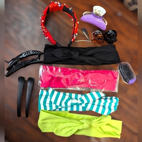 Bundle of Hair Accessories Headbands Clips Bobbypins, Top Knot Headbandd, Claws - Picture 7 of 9